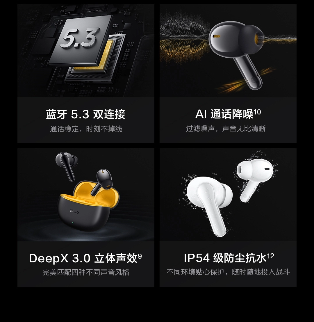 新品 vivo iQOO TWS 1i ワイヤレスイヤホン ブラック VIVO IQOO TWS 1 TWS Earphone Bluetooth 5.3 49dB Active Noise